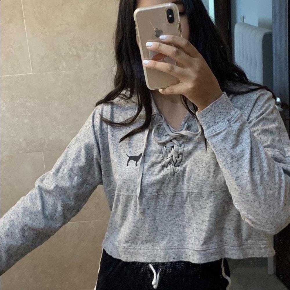 PINK gray shirt top
